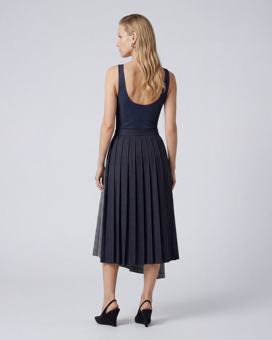 
                  
                    Asymmetric Checked Skirt
                  
                