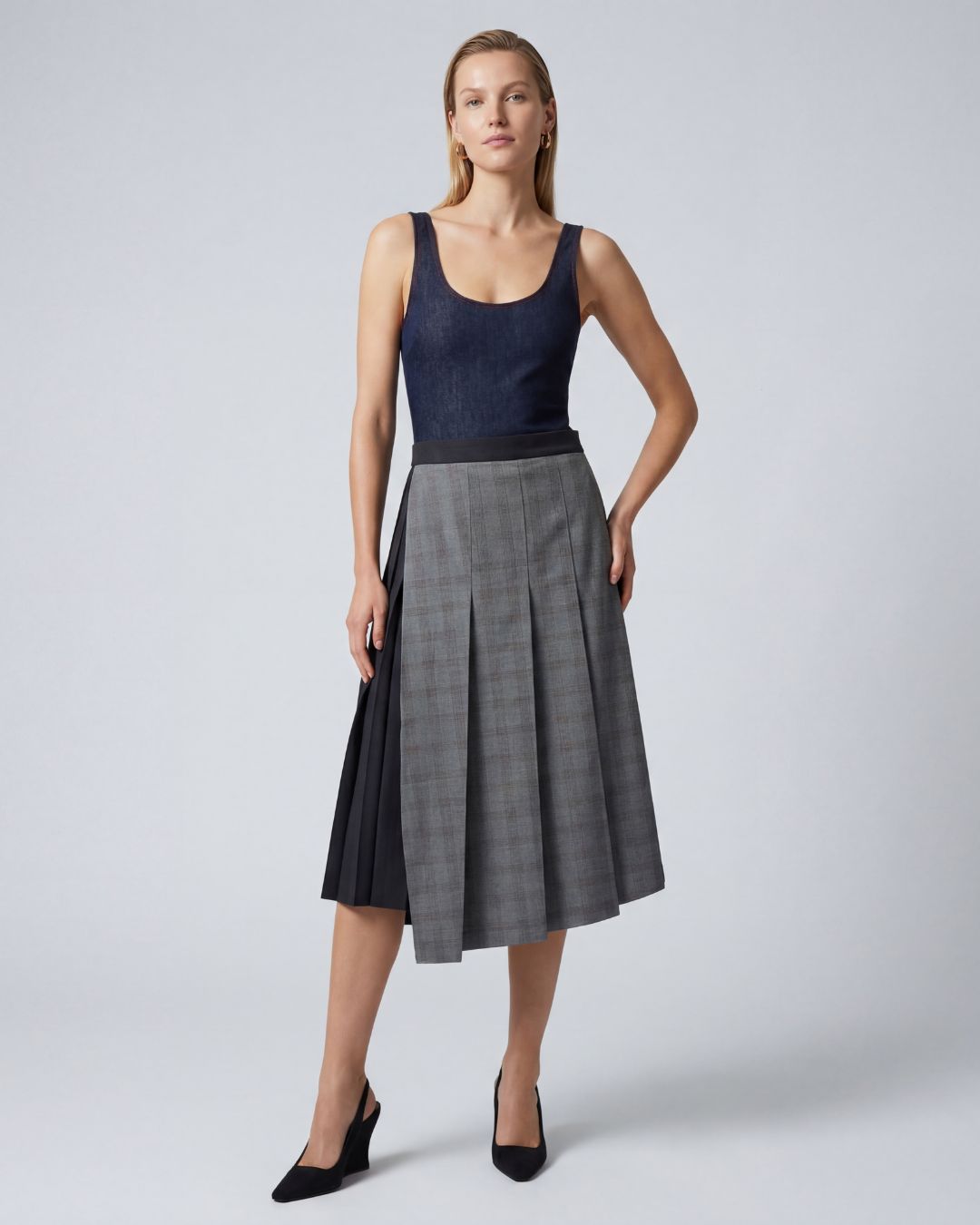 
                  
                    Asymmetric Checked Skirt
                  
                