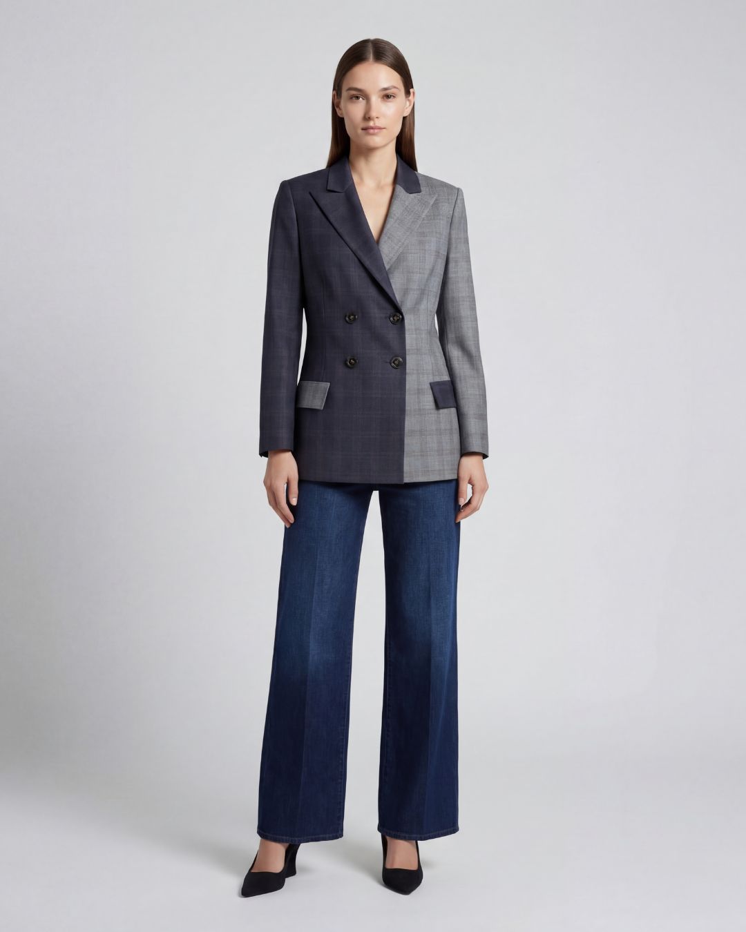 
                  
                    Double-breasted Checked Jacket
                  
                